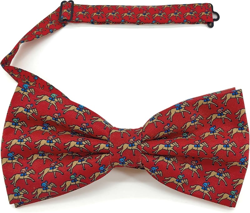 pensee Horse Racing Bow Tie Men's Horse Animal Men's BowTie 4.7 inch (12cm) Festive Novelty - Image 1